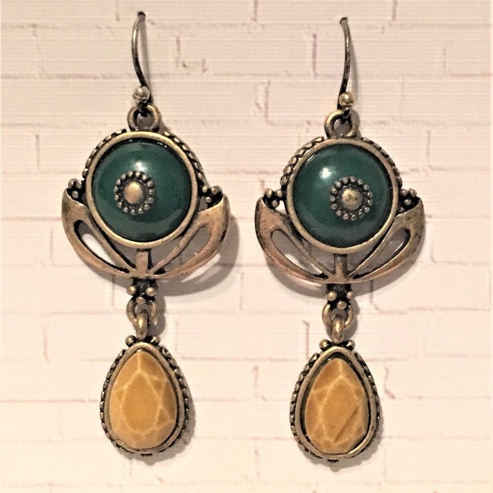 Gatsby Style Etruscan Revival Drop Earrings